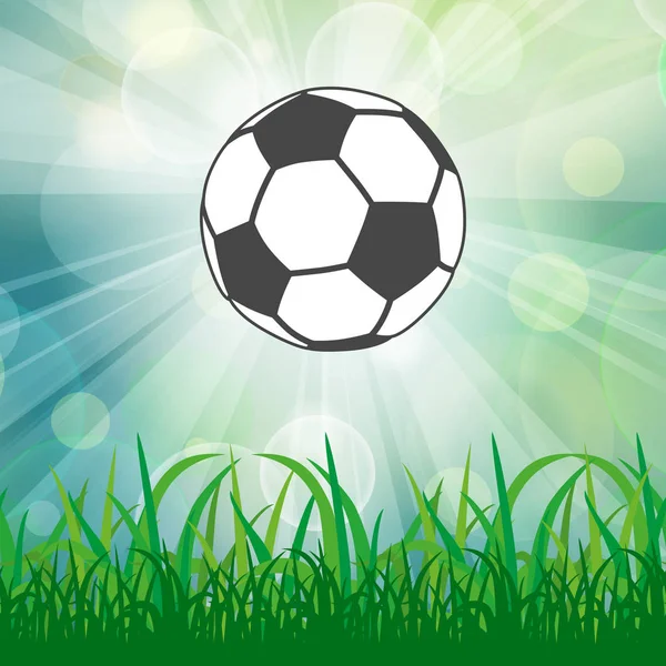 サッカー ボールははねて日光光線の芝生 — ストックベクタ