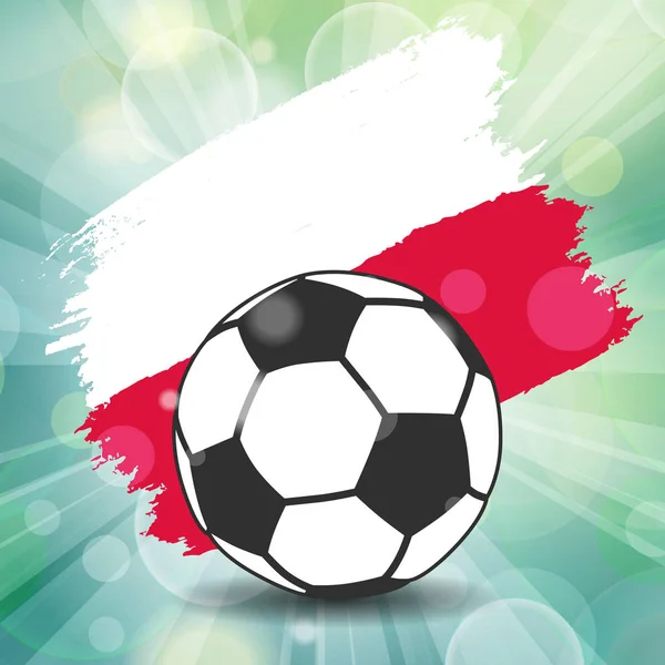 Futbol Topu Simgesini Fırça Darbeleri Grunge Tarzı Flaş Işınları Yeşil — Stok Vektör