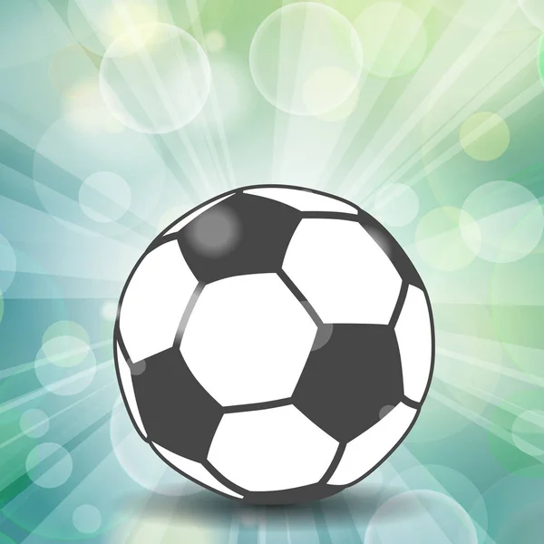 Soccer Ball Icoon Met Schaduw Flash Stralen Blauwe Achtergrond — Stockvector