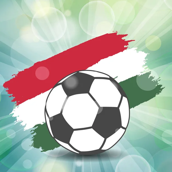 Fotbalový Míč Ikona Pozadí Maďarská Vlajka Tahů Štětce Grunge Styl — Stockový vektor
