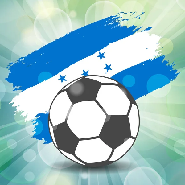 Fotbalový Míč Ikona Pozadí Vlajky Hondurasu Tahů Štětce Grunge Styl — Stockový vektor