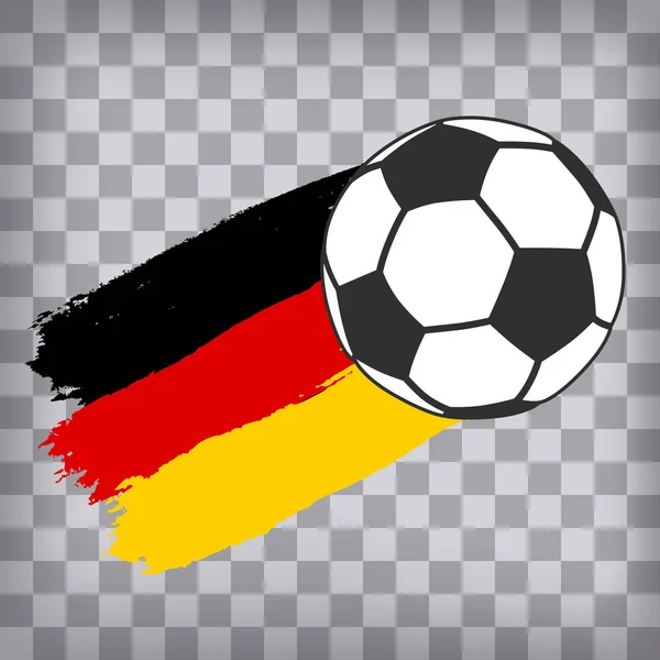 Voetbal Bal Pictogram Duitse Vlag Achtergrond Van Penseelstreken Grunge Stijl — Stockvector