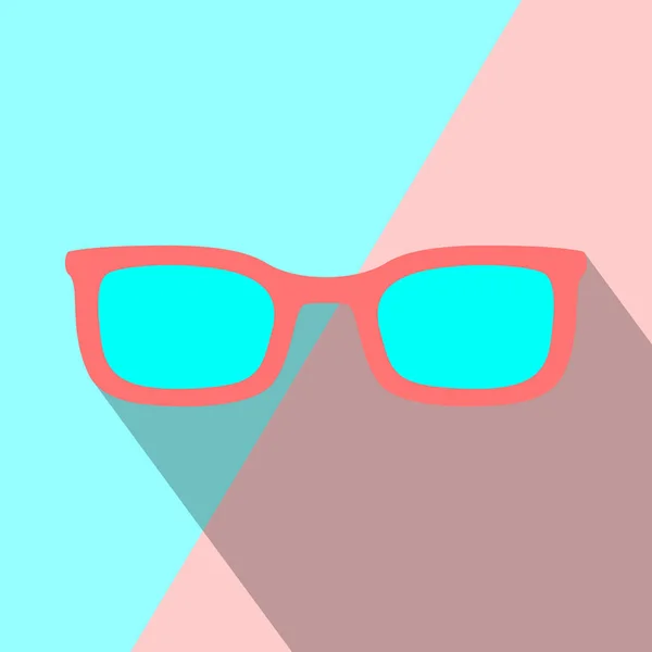 青とピンクの背景の影とモダンなフラットな赤太陽メガネ アイコン — ストックベクタ