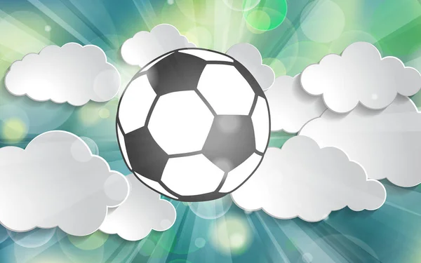 Soccer Ball Rays Light Victory Clouds — Stock Vector