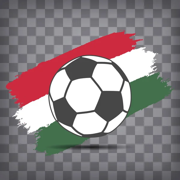 Fotbalový Míč Ikona Pozadí Maďarská Vlajka Tahů Štětce Grunge Styl — Stockový vektor