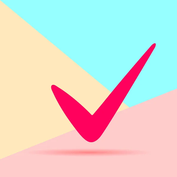 Plat Moderne Tick Vote Checklist Icône Avec Ombre Sur Fond — Image vectorielle
