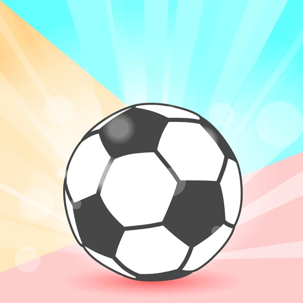 Flat Modern Pastel Colored Soccer Ball Icon Shadow Flash Rays — Stock Vector