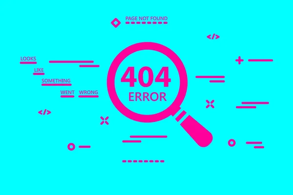 404 Pagina Errore Non Trovata Illustrazione Con Lente Ingrandimento Sfondo — Vettoriale Stock