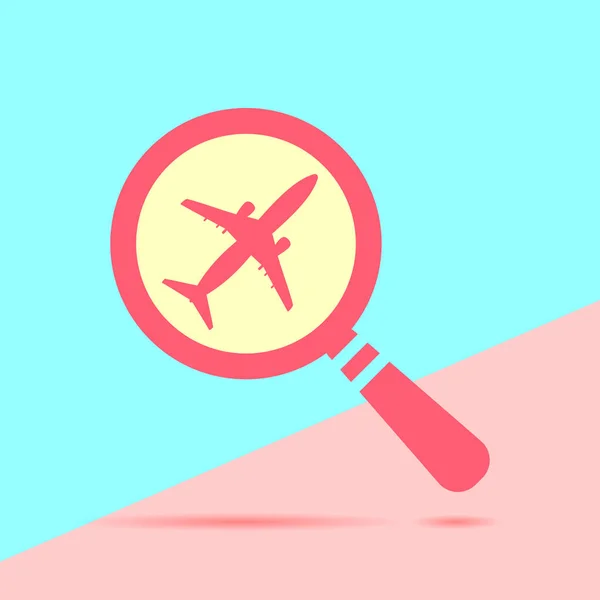 Mieszkanie Nowoczesne Trand Lupy Szukaj Samolotu Piktogram Niebieski Różowy Pastelowe — Wektor stockowy