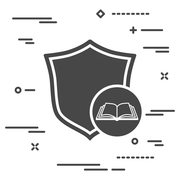 Imagen Conceptual Protección Interferencia Historia Icono Escudo Plano Con Libro — Vector de stock