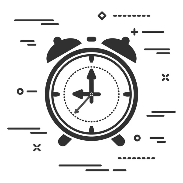 Black Flat Alarm Clock Icon White Background — Stock Vector