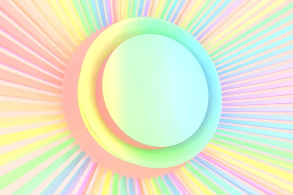 3d illutration of rainbow pastel colored cilinder with abstract — Stock Photo, Image