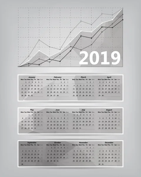 Calendário 2019 com gráfico de estatísticas de negócios mostrando g diferente — Fotografia de Stock