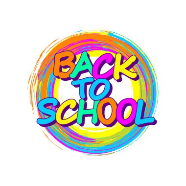 Okula Dönüş'ün dairesel amblemi ile renkli boya sıçramaları  