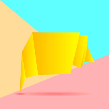 P üzerinde sarı origami kene afiş Düz sanat tasarım grafik görüntü