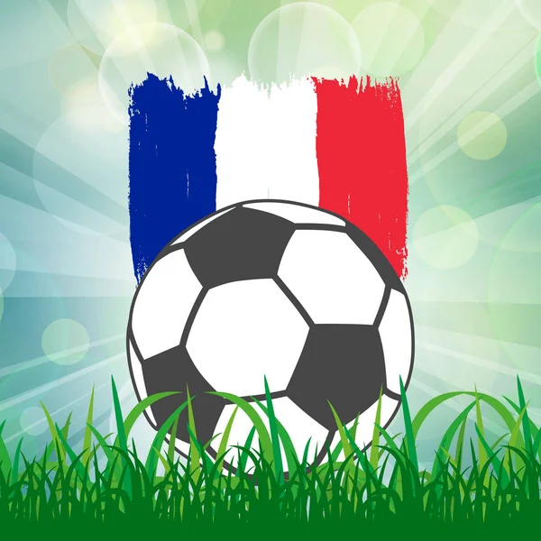Ikona fotbalového míče na pozadí francouzského praporce z tahů štětce — Stockový vektor