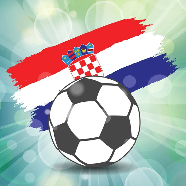 Ikona fotbalového míče na pozadí chorvatské vlajky od tahu štětce — Stockový vektor