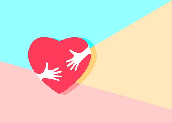 Flat minimalism art design graphic image of Embrace Heart Shape — Stock Vector