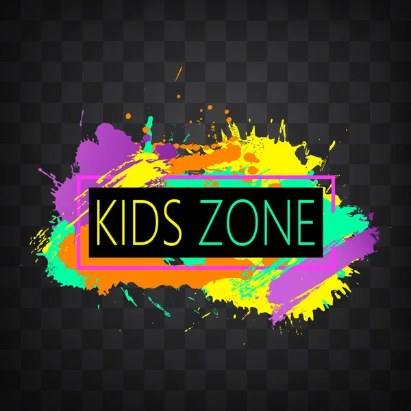 Modern colorful frame design with  Kids zone emblem for children — Stock Vector