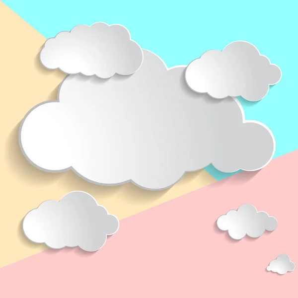 Flat art design graphic image of clouds collection on pink and b — Stock Vector