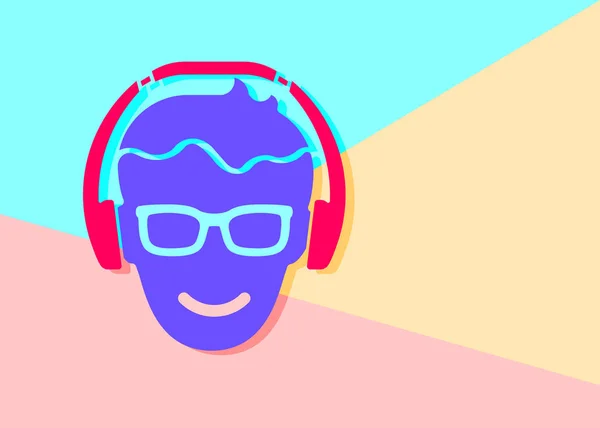 Flat design d'art moderne image graphique de la tête de l'homme avec des lunettes un — Image vectorielle