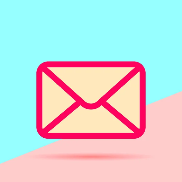 Imagem gráfica de design de arte plana do ícone de correio nas costas rosa e azul —  Vetores de Stock
