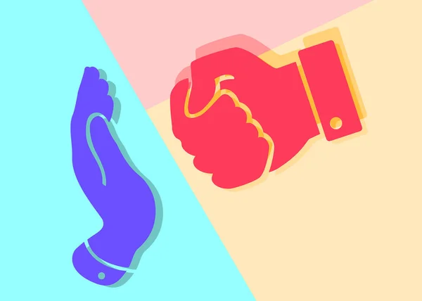 Flache Kunst Design Grafik Bild der Ikone Frieden Hand Geste, Stop t — Stockvektor