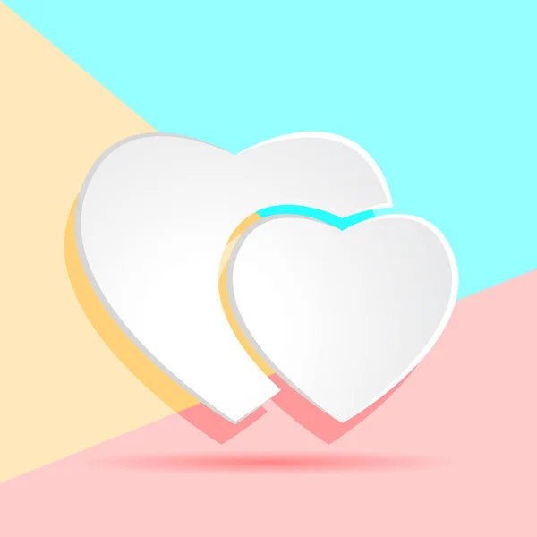 Flache moderne Kunst Design grafisches Bild des weißen Papiers Herzen Symbol — Stockvektor