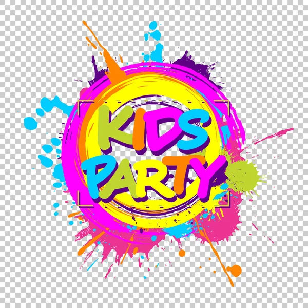 Colorful paint splashes with Kids zone emblem for children playg — Stock Vector