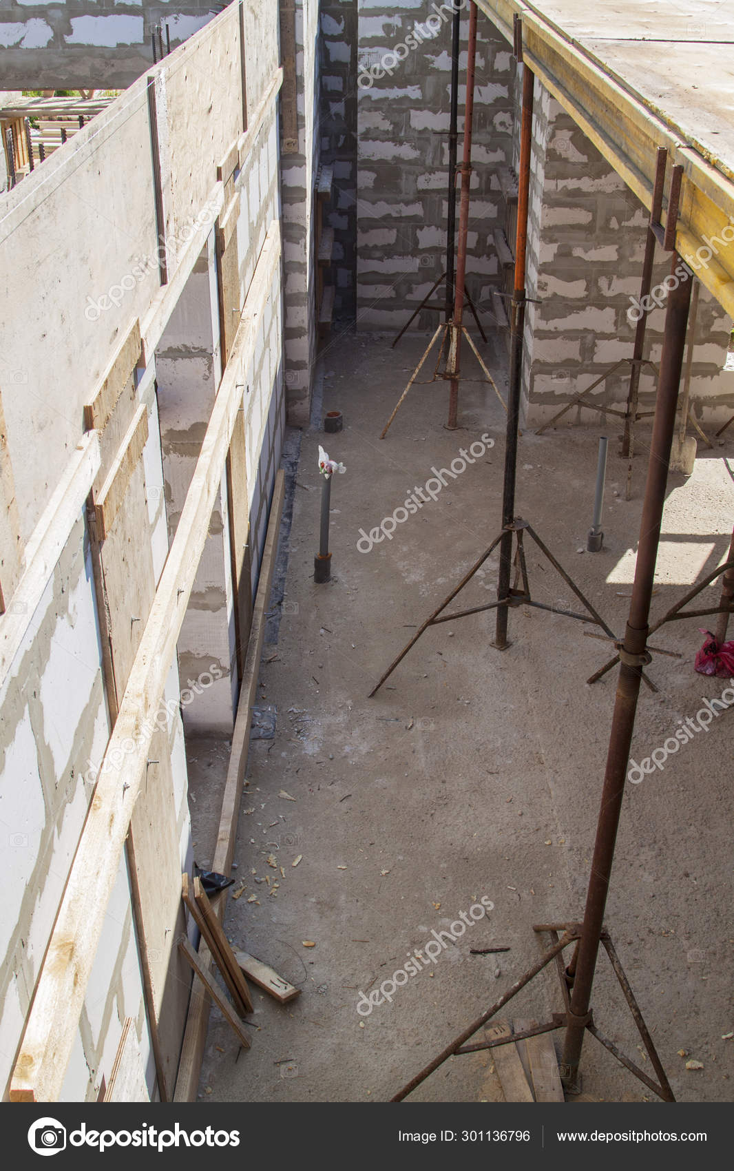 View Of The Wooden Formwork With Metal Holders Which Will Be