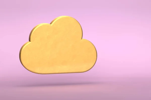 Pastel pembe arka plan üzerinde minimal altın bulut 3d illüstrasyon — Stok fotoğraf