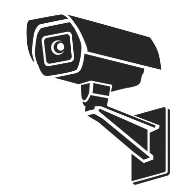 beyaz arka planda Cctv güvenlik kamerası siyah siluet