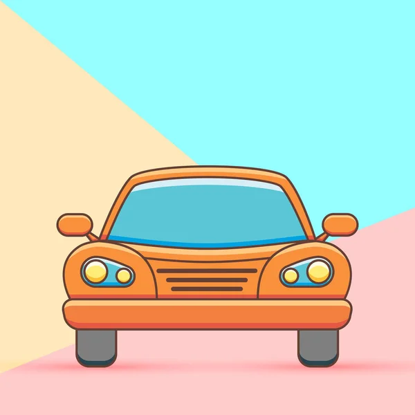 Flat minimal car icon with shadow on pastel colored blue and pink background — Stock Vector