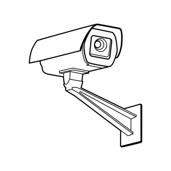 Silhouette nera della telecamera di sicurezza CCTV su sfondo bianco — Vettoriale Stock