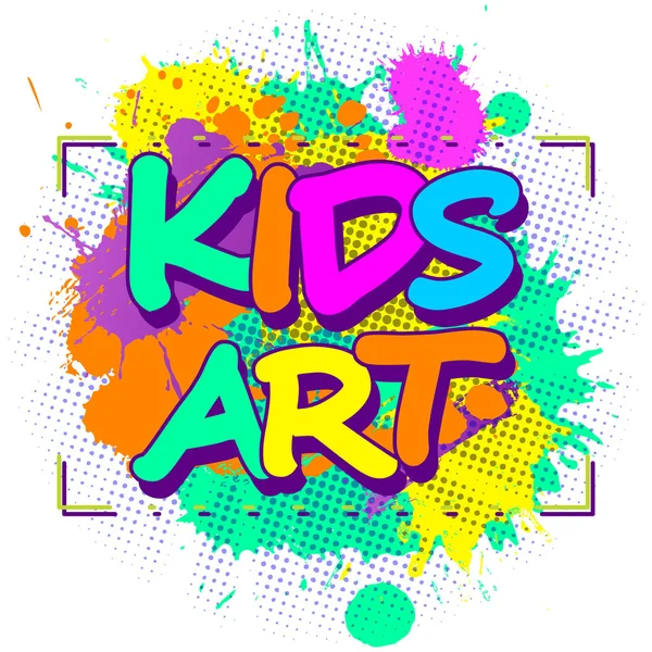 Colorful paint splashes with Kids art emblem for children playground for play and fun — Stock Vector