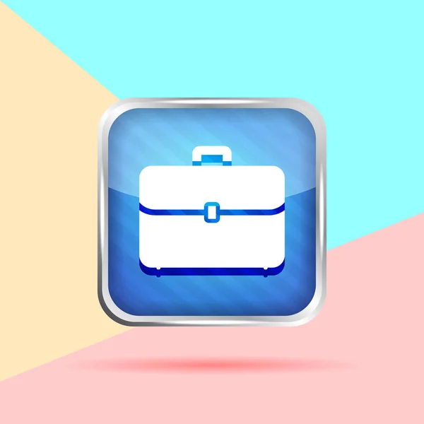 Plano lay moderno minimalista azul rayas maletín icono con sombra sobre pastel de color amarillo y rosa de fondo — Vector de stock