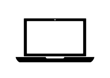 beyaz arkaplanda düz minimal dizüstü bilgisayar simgesi