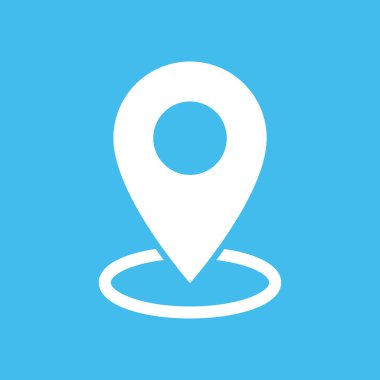 mavi arkaplanda beyaz düz harita işaretleyici simgesi