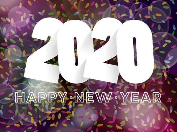 Gelukkig Nieuwjaar 2020 achtergrond decoratie. Wenskaart ontwerp sjabloon met confetti. — Stockvector