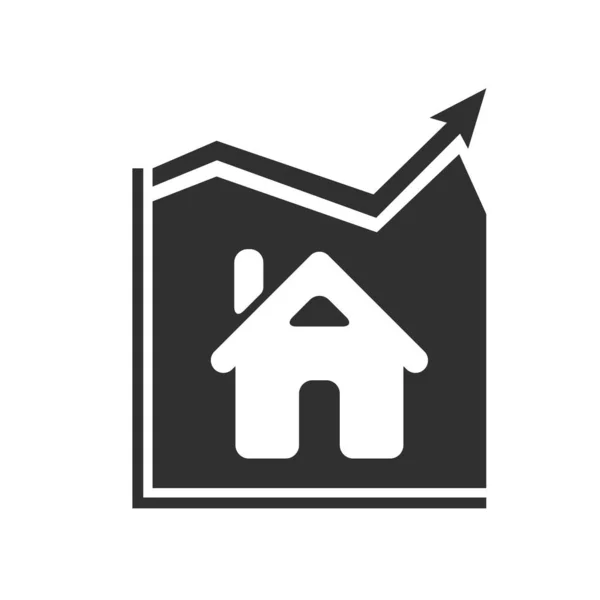 Crescimento gráfico com ícone de casa. sector imobiliário em bolsa de valores — Vetor de Stock