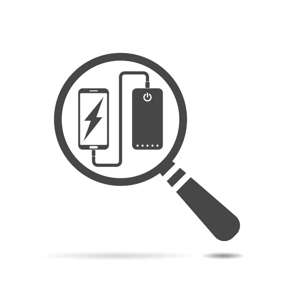 Linea di progettazione grafica concetto di immagine di icona di ricarica del telefono cellulare da batteria portatile o powerbank su sfondo bianco — Vettoriale Stock