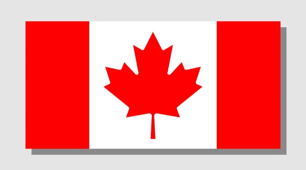 Θρυλικό φύλλο μήλου σε καναδική σημαία με σκιά — Διανυσματικό Αρχείο