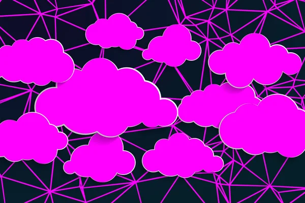 Motif abstrait rétro synthwave avec des nuages roses illustration design — Image vectorielle