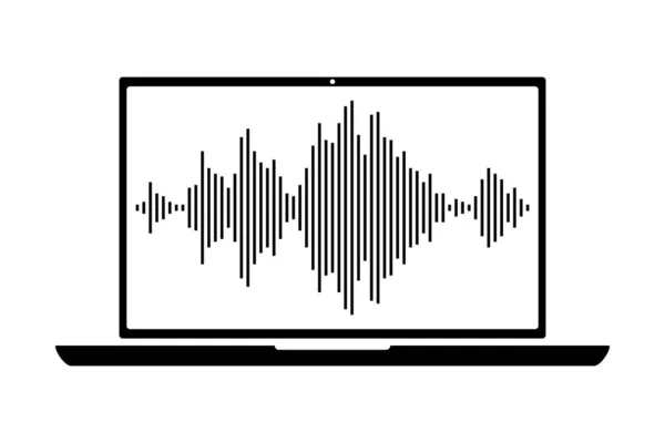 Plat equalizer pictogram op screnn van laptop silhouet op witte achtergrond — Stockvector