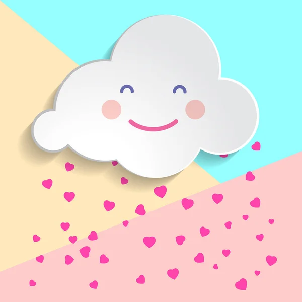 Conception d'art plat image graphique de nuage heureux avec des gouttes de coeur (b — Image vectorielle
