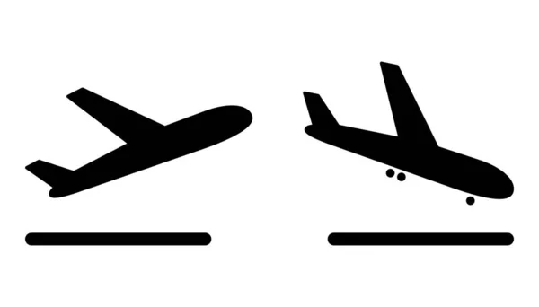 Icônes d'arrivée et de départ des avions aéroport — Image vectorielle