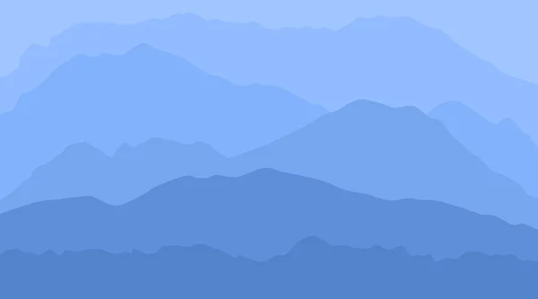 Azul calma majestuoso paisaje de montaña con niebla y niebla — Vector de stock