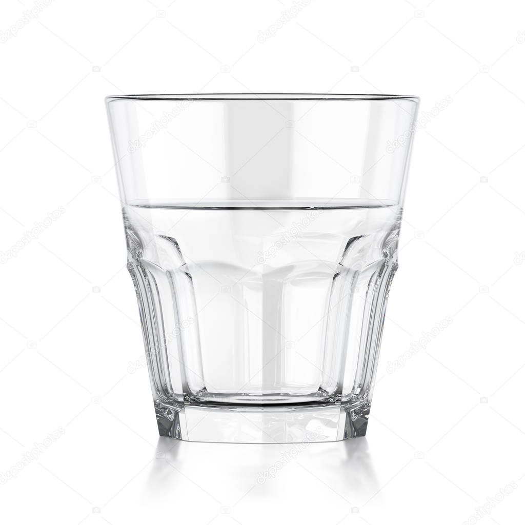 Whiskey glass with liquid. 3d illustration