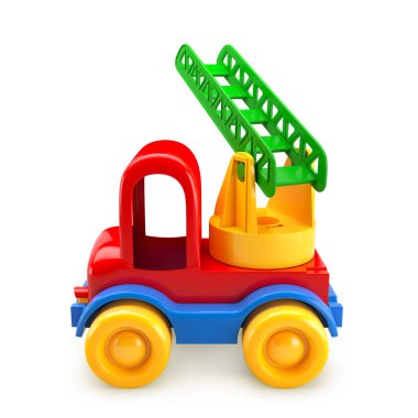 Merdiven ile oyuncak araba. 3D çizim