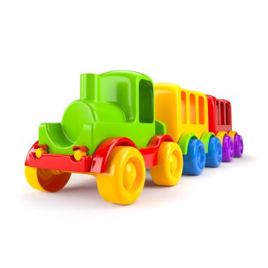 Beyaz arka plan üzerinde izole tren. 3D çizim